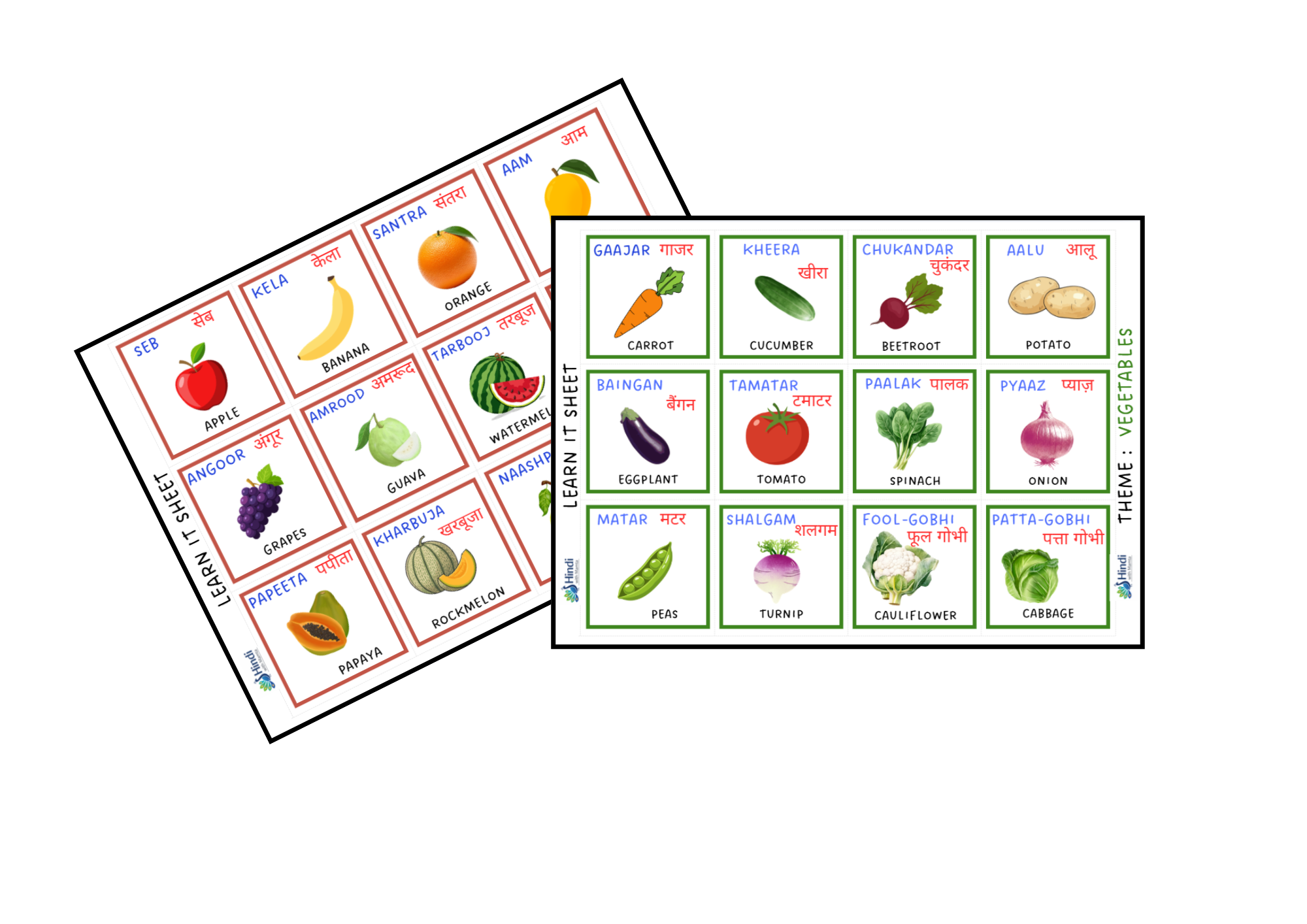 Name It!! | Flash Cards Set 1 | Theme - Fruits, Vegetables, Animals, Birds
