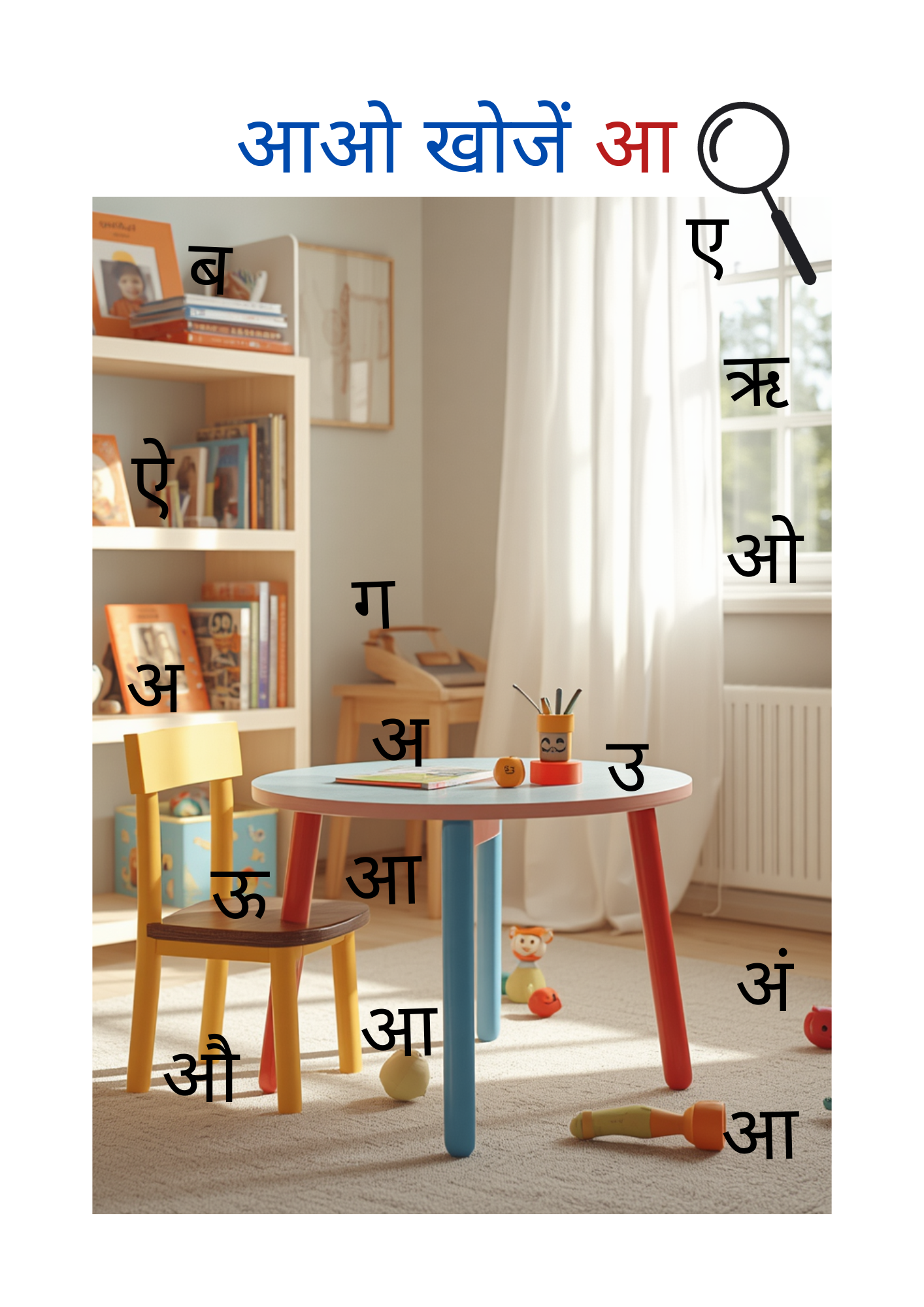 Activity Book (Akshar Khoj Swar) | Colourful Letter Hunt Pages | Digital Product