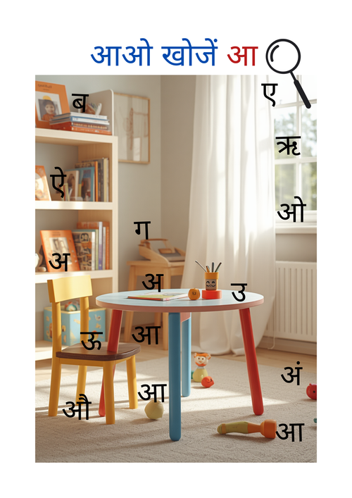 Activity Book (Akshar Khoj Swar) | Colourful Letter Hunt Pages | Digital Product