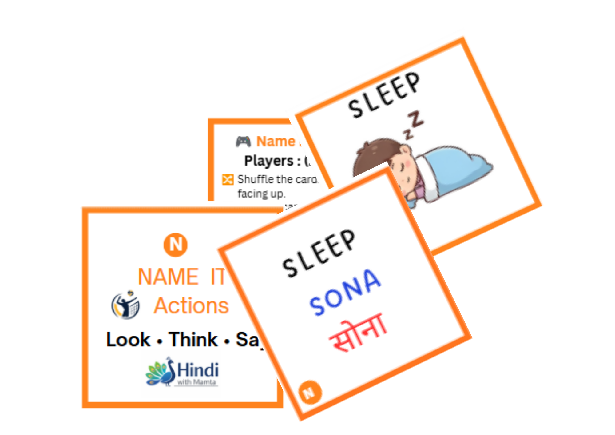 Name It!! | Flash Cards Set 2 | Theme - Things at Home, Body Parts, Actions, Nature