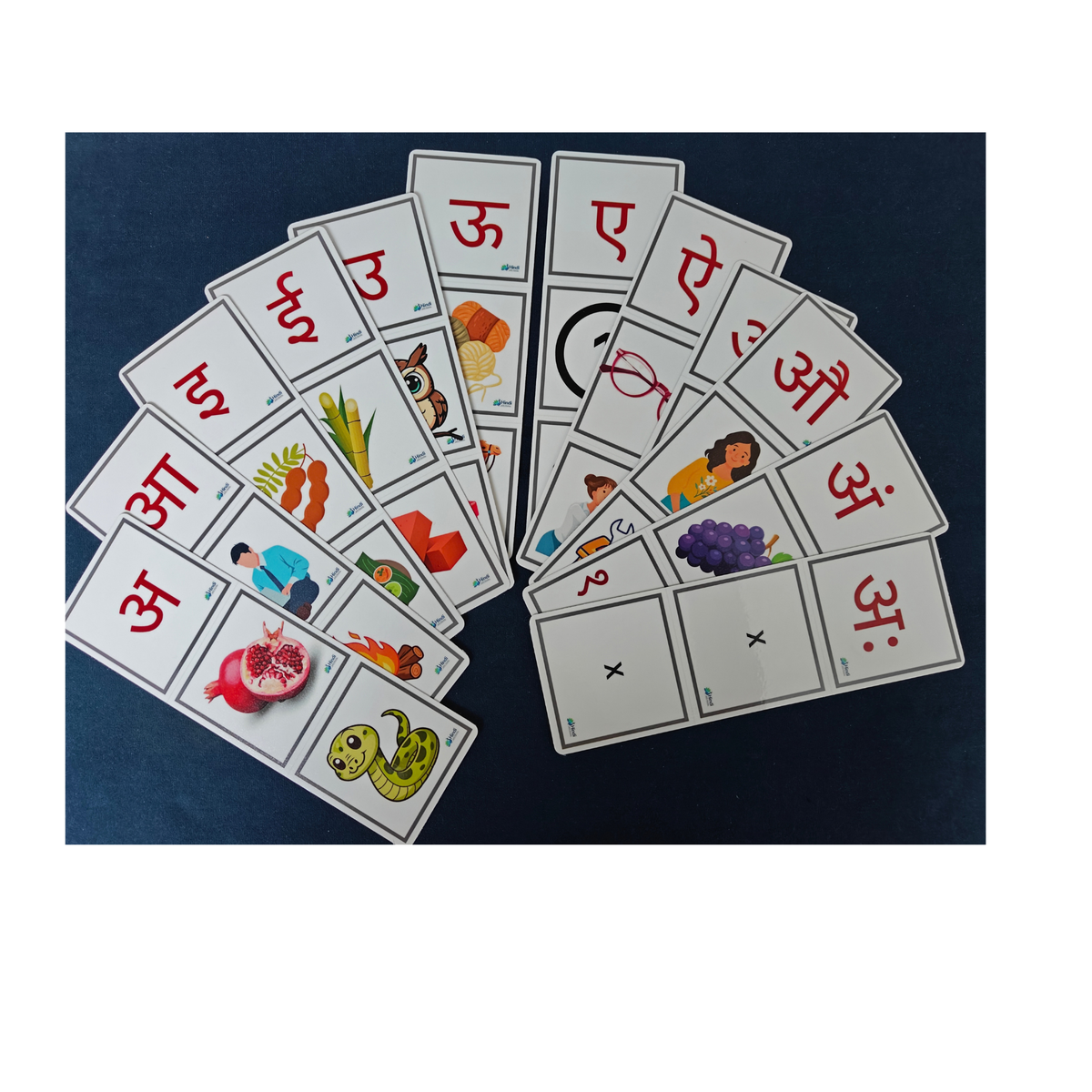 Learn it !! Hindi Alphabet  Bookmarks Set 1 | 48 Letters, 85+ Words (Laminated)