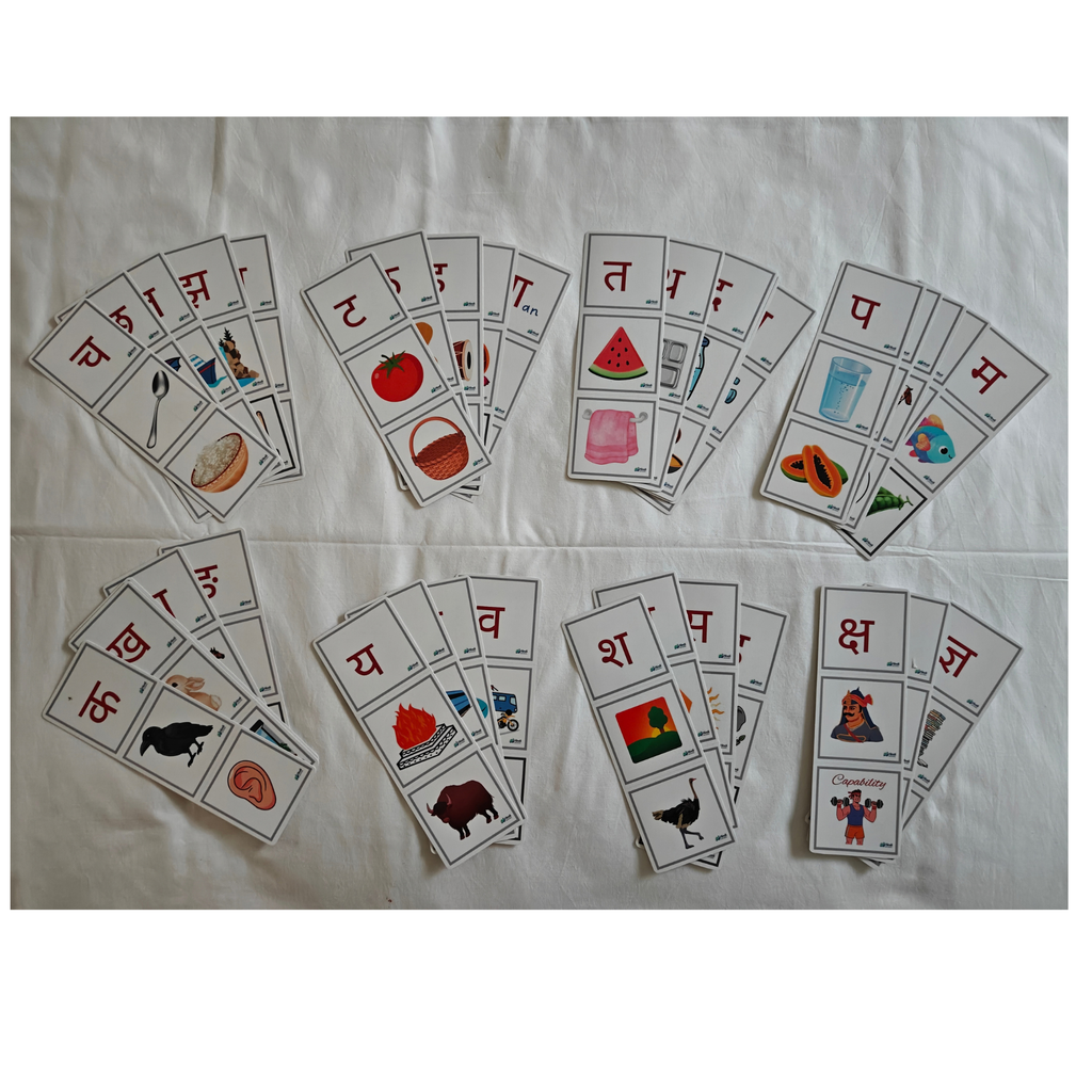 Learn it !! Hindi Alphabet  Bookmarks Set 1 | 48 Letters, 85+ Words (Laminated)