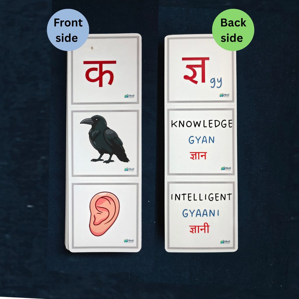 Learn it !! Hindi Alphabet  Bookmarks Set 1 | 48 Letters, 85+ Words (Laminated)